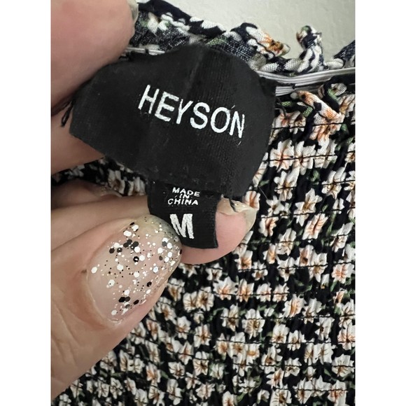 Midi Dress Daisy Floral Cottage Prairie Boho Dark Fairy Milkmaid Peasant Ruffle - Picture 9 of 11